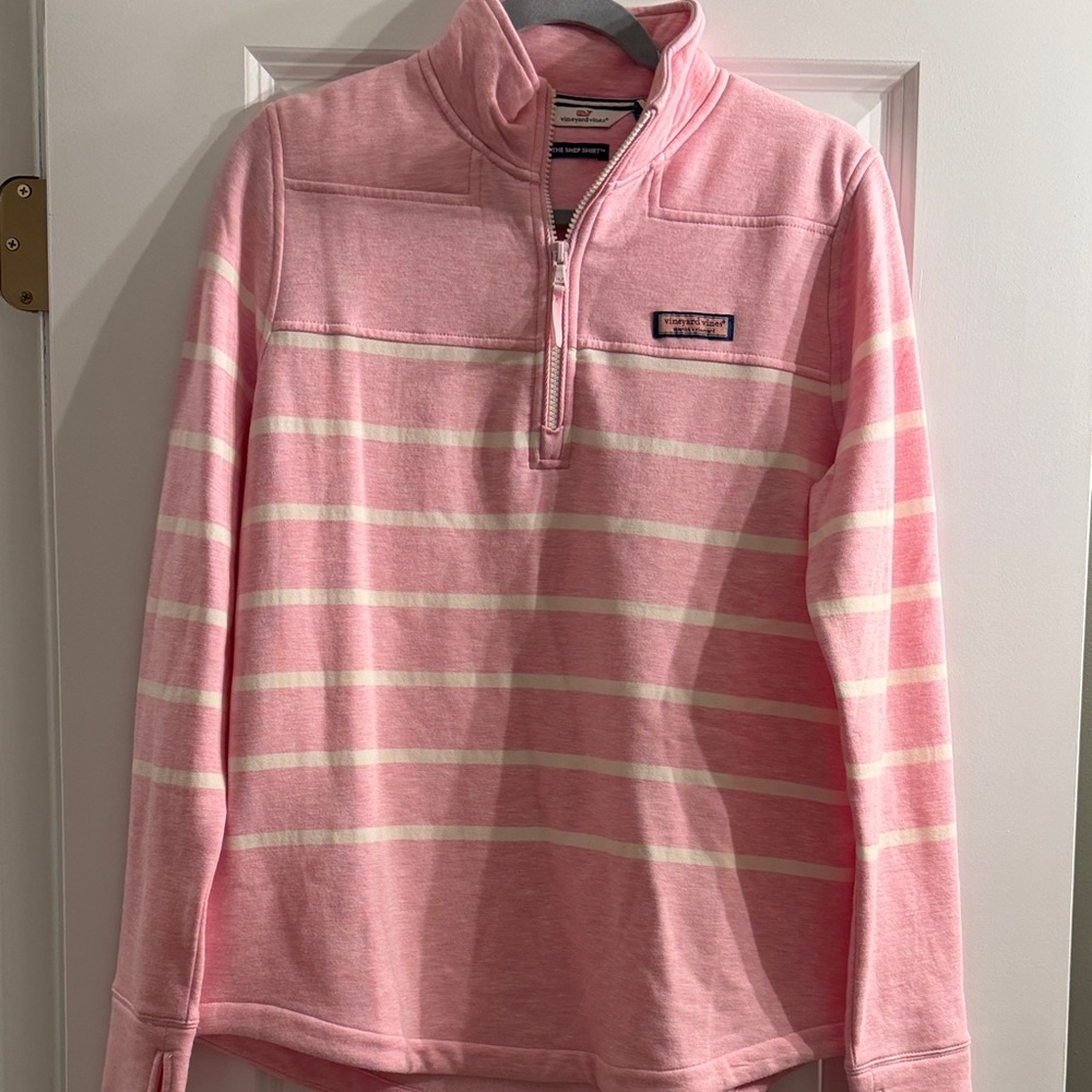 Vineyard Vines Pink and White Striped Shep Shirt Pullover